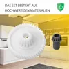 A kitchen scene with two parts shown: a white gear and a gray adapter, with text overlay. Produktbild-Vorschau
