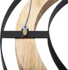 A close-up view of a pendant light fixture, showing the connection of a cable to the wooden and metal frame. Produktbild-Vorschau
