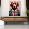 Hund im Anzug Pop Art Red Leinwandbild Wandbild Kunstdruck Produktbild-Vorschau 2