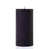 LED Stumpenkerze MIA - Echtwachs - realistische 3D Flamme - H: 20cm - D: 10cm - dunkellila Produktbild-Vorschau