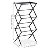 A black foldable drying rack with dimensions indicated. Produktbild-Vorschau