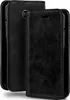 Two black leather flip phone cases are shown side-by-side. Produktbild-Vorschau