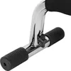 A close-up view of a chrome-plated push-up bar with black rubber grips and a black adjustment knob. Náhľad obrázku produktu