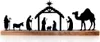 A silhouette of a nativity scene on a wooden base. Voir les images du produit
