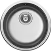 A top-down view of a round stainless steel sink with a drain assembly in the center. Produktbild-Vorschau