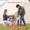 A man and a woman are inflating a large tent with a manual pump outdoors. Anteprima dell’immagine prodotto