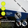 Diagrammatic representation of a solar-powered umbrella with feature callouts. Voir les images du produit