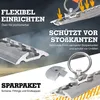 A marketing image showcasing a cargo lashing rail system with text highlighting its features and benefits. Produktbild-Vorschau