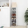 A white shoe rack filled with shoes next to a white cabinet. Náhled obrázku produktu