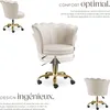 Chaise de bureau STELLA rembourrée en velours - crème/or Voir les images du produit 3