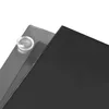 A close-up view of the corner of a black surface, layered over a gray surface, with a clear plastic foot visible. Produktbild-Vorschau