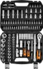 A black toolbox filled with various metal tools, including sockets, wrenches, and extensions. Anteprima dell’immagine prodotto