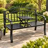 Aga Metall-Gartenbank mit ausklappbarem Tisch 127x53x84 cm Produktbild-Vorschau 3