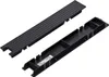 Two black plastic parts of a product, possibly a stand or a cover, are shown against a white background. One part is a long, ribbed cover, and the other is a base with internal compartments and clips. Produktbild-Vorschau