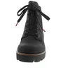 A front view of a black lace-up boot with a thick sole. Produktbild-Vorschau