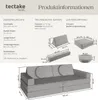 Product information and dimensions for a modular sofa system. Náhled obrázku produktu