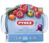 A Pyrex glass baking dish with packaging featuring images of vegetables. Produktbild-Vorschau