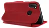 A red flip case for a smartphone is shown from the back. Produktbild-Vorschau