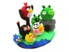 A collection of clay figurines of Angry Birds characters and pigs arranged on a green and blue base. Podgląd zdjęcia produktu
