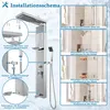 An instructional diagram showing how to install a shower panel system. Náhled obrázku produktu