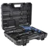 A blue rotary hammer drill is shown inside its black carrying case. Podgląd zdjęcia produktu