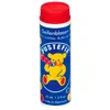A bottle of PUSTEFIX Seifenblasen (bubble solution) with a red cap and a label featuring a teddy bear blowing bubbles. Anteprima dell’immagine prodotto