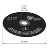 A close-up of a circular cutting disc with dimensions and safety information printed on it. Produktbild-Vorschau