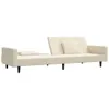 Schlafsofa 2-Sitzer mit 2 Kissen Creme Samt Produktbild-Vorschau 2