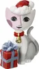 A festive cat figurine wearing a Santa hat and holding a gift. Produktbild-Vorschau