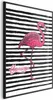 Posterpapier Poster - Black Stripes and Flamingo 40x60 cm Produktbild-Vorschau 1