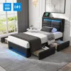 MODFU Čalouněná postel 90×190 s LED osvětlením a USB Náhled obrázku produktu 4