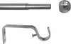 A set of curtain rod components including a telescopic rod, a decorative finial, and a bracket. Produktbild-Vorschau