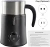 A black and silver electric milk frother with a control dial and text labels. Produktbild-Vorschau