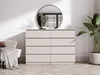 A modern bedroom or living room setting with a dresser, chair, and plant. Náhľad obrázku produktu
