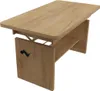 A wooden coffee table with a crank mechanism on the side and a shelf underneath. Produktbild-Vorschau