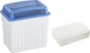 A blue and white dehumidifier container and a white desiccant block. Anteprima dell’immagine prodotto