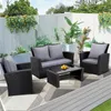 MeXo Gartenmöbel Set Lounge Set Polyrattan Lounges 4-teile Produktbild-Vorschau 11