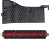 A black filter and a red and black brush roller, likely vacuum cleaner accessories, are displayed against a white background. Produktbild-Vorschau