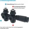 A diagram showing different connection methods for a radiator valve set. Podgląd zdjęcia produktu