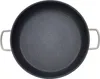 A top-down view of a black frying pan with silver handles on a white background. Produktbild-Vorschau