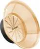 A close-up, angled view of a juicer attachment with a black base and a gold-colored mesh funnel. Náhľad obrázku produktu