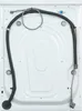 The back of a white washing machine with hoses and a power cord attached. Produktbild-Vorschau