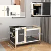 PawHut Drevená klietka pre králiky s výbehom, kolieskami a Náhľad obrázku produktu 3