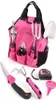 A pink gardening tool set with various tools laid out in front of and inside the bag. Podgląd zdjęcia produktu