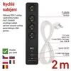 GoSmart prodlužovací kabel 2 m / 4 zásuvky / s vyp. / s USB / bílá-černá / PVC / 1,5 mm2 Náhled obrázku produktu