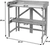 A wooden potting bench with dimensions indicated by measurement lines and text. Náhled obrázku produktu