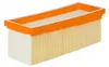 A rectangular air filter with an orange frame and pleated yellow filter material. Produktbild-Vorschau