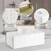 Kosmetiktücherbox Tücher Box aus Leder (Weiß) Produktbild-Vorschau 3