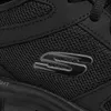A close-up shot of a black Skechers shoe, focusing on the brand's logo. Voir les images du produit