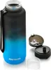 A black and blue gradient water bottle with its cap disassembled next to it. Produktbild-Vorschau
